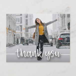 Trendy Foto Abschluss White Script Vielen Dank Postkarte