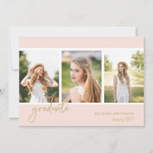 Trendy Foto Collage Blush Pink Gold Abschluss