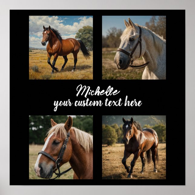 Trendy Foto Collage Personalisiertes Pferd Lover Poster (Vorne)