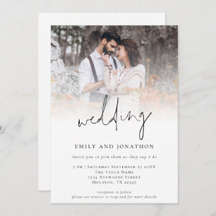 Trendy Foto QR informelle SkriptWedding Einladung