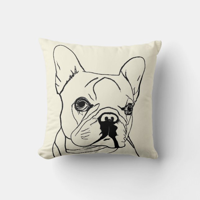 Trendy French Bulldog Cream Line Zeichnend Kissen (Vorderseite)