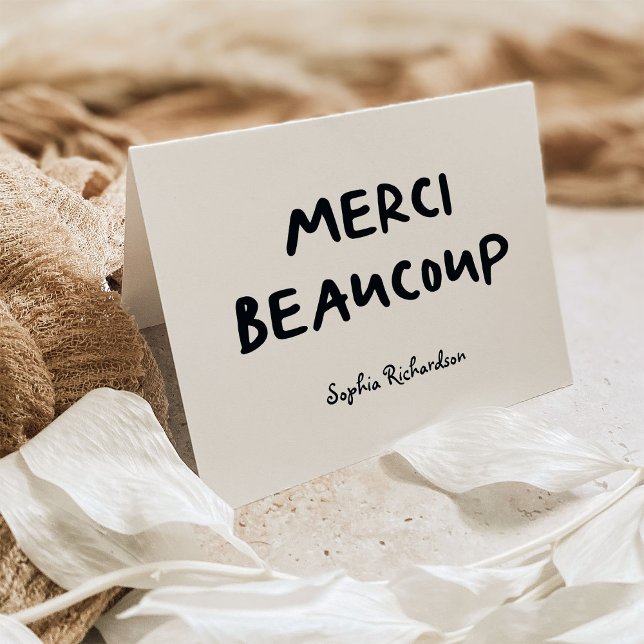 Trendy French Handgeschriebener Text | Merci Beauc Dankeskarte (Von Creator hochgeladen)