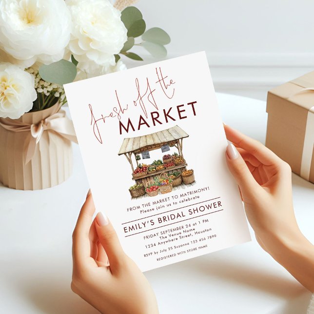 Trendy Fresh off Market Brautparty Einladung (Printed version)