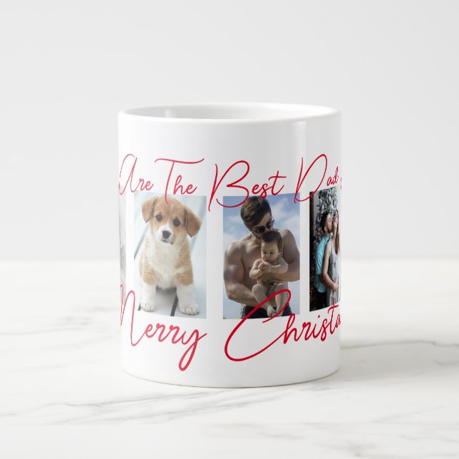 Trendy Frohe Weihnachten Bester Vater je Foto Coll Jumbo-Tasse (Vorderseite)