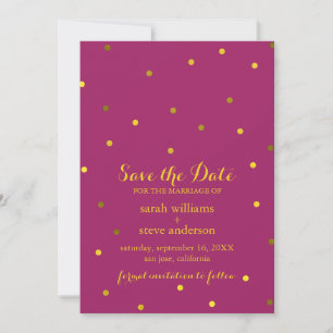 Trendy Fuchsia Imitate Gold Foil Dots Save the Dat Save The Date