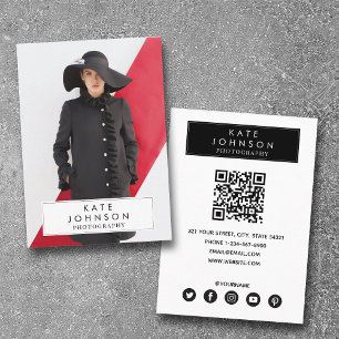 Trendy Full Foto Fashion Fotograf QR Code Visitenkarte
