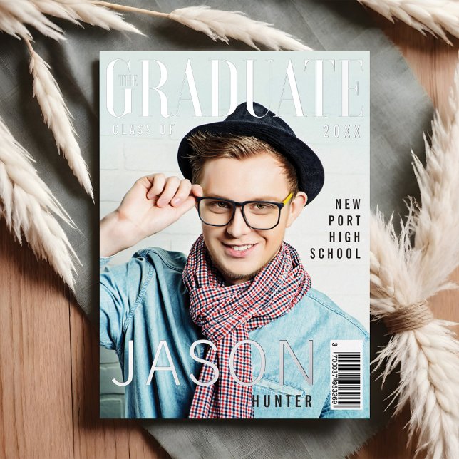 Trendy Fun Graduate Magazine Cover Inspiriert Grad Folieneinladung (Trendy Fun Graduate Magazine Cover Inspired Grad Foil Invitation)