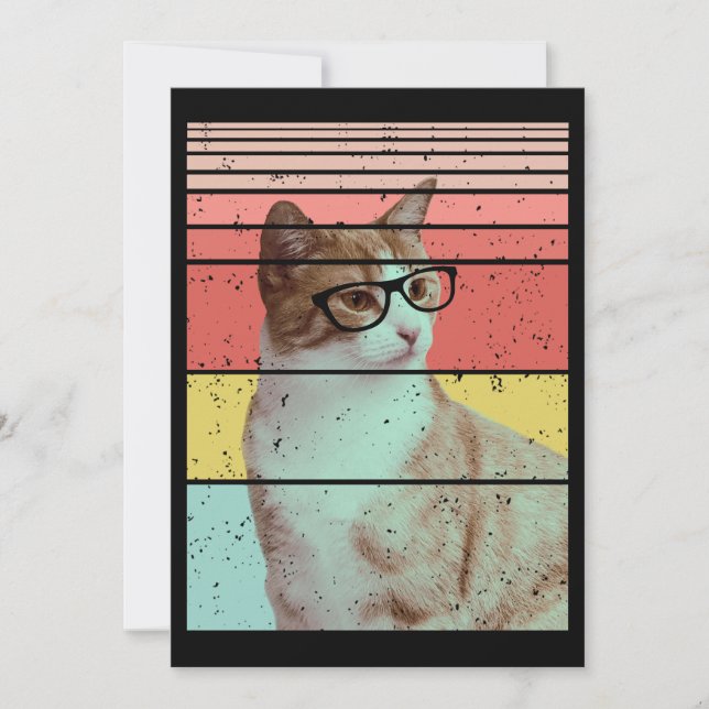 TRENDY FUNNY NIEDLICH CAT VINTAG EINLADUNG (Vorderseite)