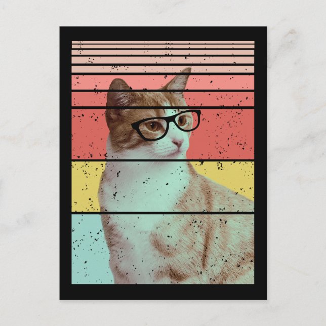 TRENDY FUNNY NIEDLICH CAT VINTAG POSTKARTE (Vorderseite)