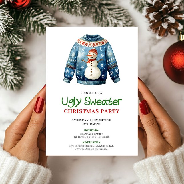 Trendy Funny Ugly Sweater Holiday Invitation (Trendy Funny Ugly Sweater Holiday Invitation)