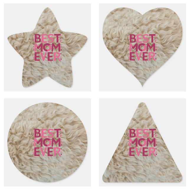 Trendy Furry Beste Mama je Rosa Niedliche Herzen Quadratischer Aufkleber (Trendy Furry Best Mom Ever Pink Cute Hearts Sticker)