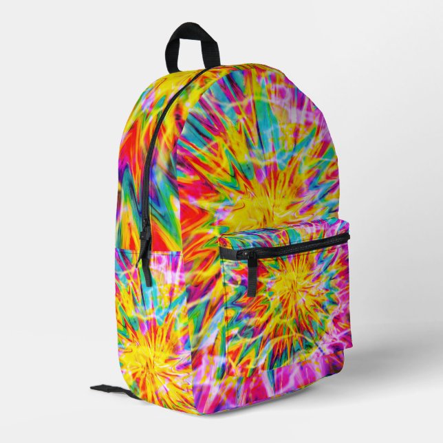 Trendy Gefärbte Krawatte Bedruckter Rucksack (Rückseitige Ecke links)