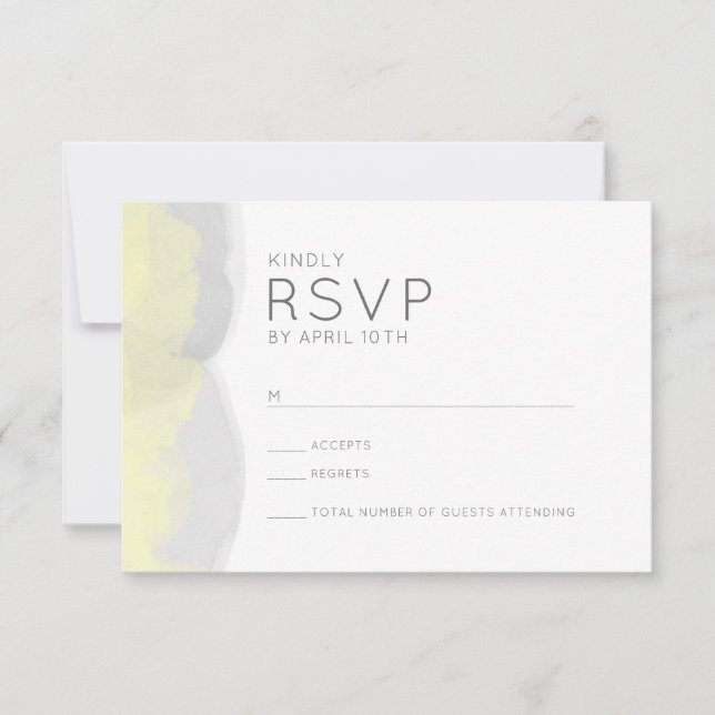 Trendy gelb graue Aquarellfarben Hochzeit rsvp Ant (Vorderseite)