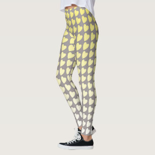 Trendy Gelb und Grau Herz Muster Gradient Leggings