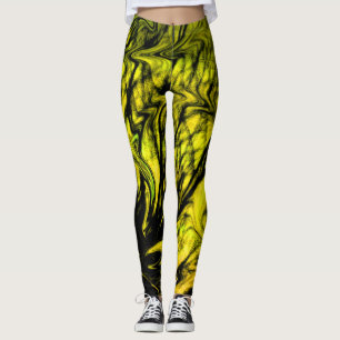 Trendy, gelb und schwarz, Abstraktes Swirt-Design Leggings