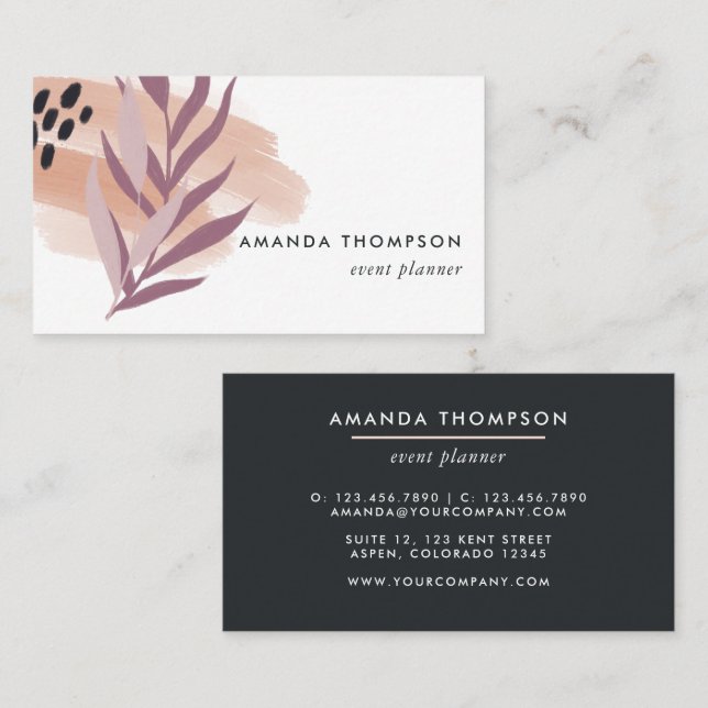 Trendy Geometric Brush Strokes Business Card Visitenkarte (Vorne/Hinten)