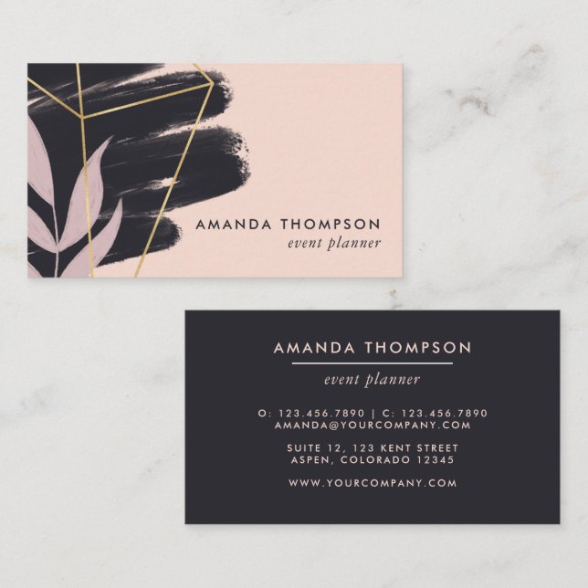 Trendy Geometric Brush Strokes Collage Business Ca Visitenkarte (Vorne/Hinten)
