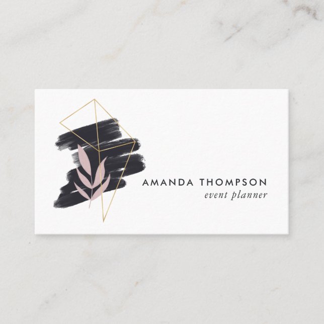 Trendy Geometric Brush Strokes Collage Visitenkarte (Vorderseite)