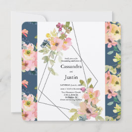 Trendy Geometric Floral Wedding Einladung