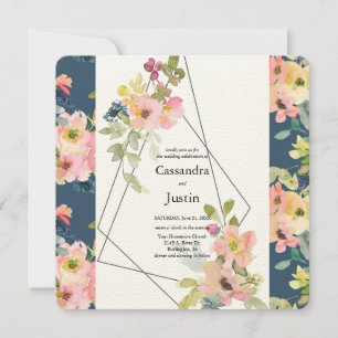 Trendy Geometric Floral Wedding Einladung