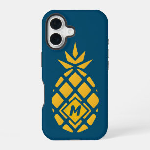 Trendy Geometric PineapBlue Monogram iPhone 16 Hülle