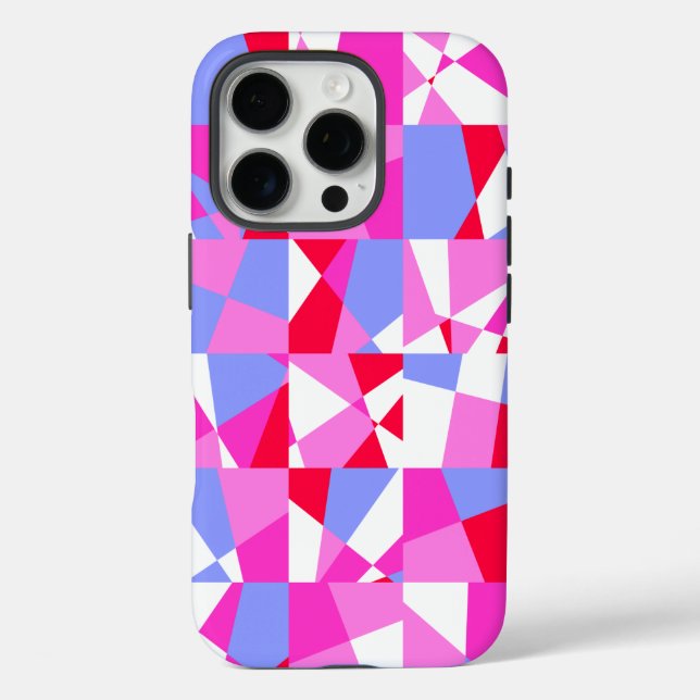 Trendy Geometric Square Pattern iPhone 16 Pro Hülle (Rückseite)