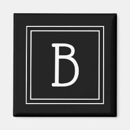 Trendy Gerahmt Monogram Black & White Initial Magnet