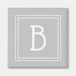 Trendy Gerahmte Monogram Light Gray & White Initia Magnet