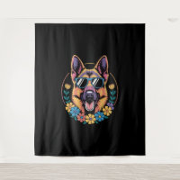 Trendy German Shepherd in Floral Style
