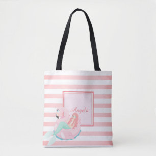 Trendy Gestreift, Meerjungfrau - Personalisiert Tasche
