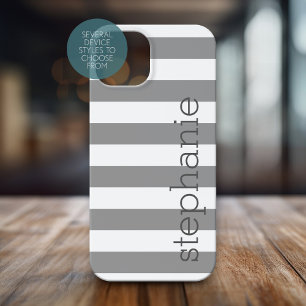 Trendy gestreiftes Muster mit Namen - Holzkohle Gr Case-Mate iPhone Hülle