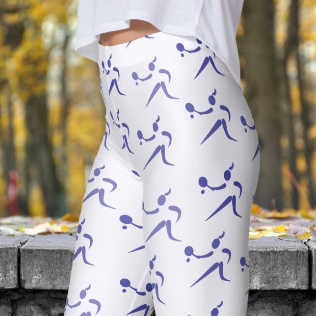 Trendy Ghost White Womens Tennis Pattern Leggings (Womens Tennis on Ghost White Leggings)