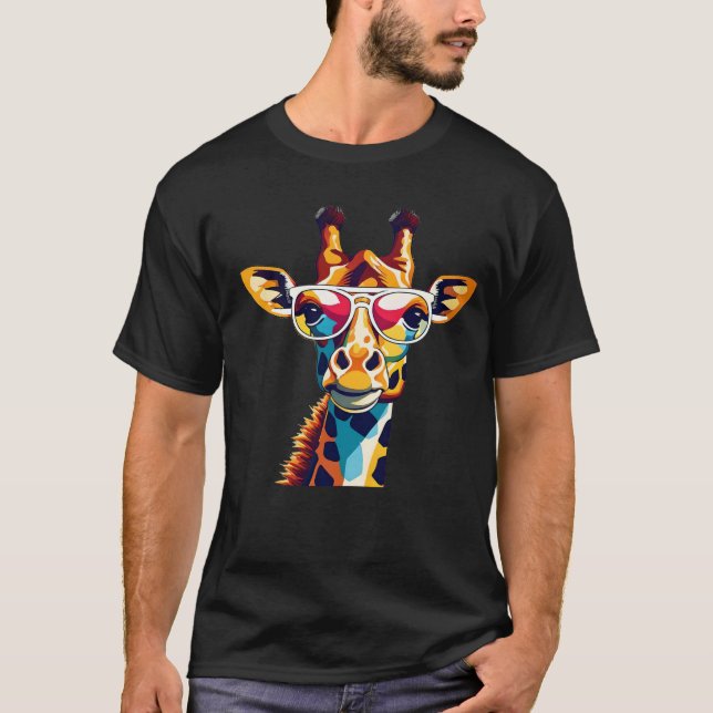 Trendy Giraffe mit Brille Graphic - Animal Lover T-Shirt (Vorderseite)