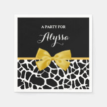 Trendy Giraffe Print Golden Yellow Bow mit Namen