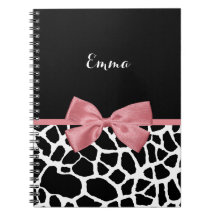 Trendy Giraffe Print Rosy Pink Bow mit Namen