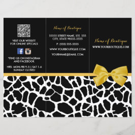 Trendy Giraffe Print Yellow Bow Boutique Broschüre
