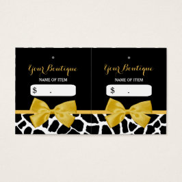 Trendy Giraffe Print Yellow Bow Boutique Hang Tags
