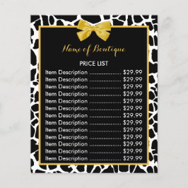 Trendy Giraffe Print Yellow Bow Boutique Price Flyer