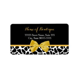 Trendy Giraffe Print Yellow Bow Fashion Boutique Adressaufkleber