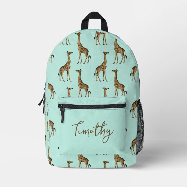 Trendy Giraffe Printminze und Gold Bedruckter Rucksack (Vorderseite)