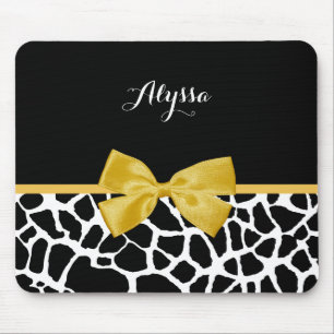 Trendy Giraffe Tier Gelbe Bogen mit Namen drucken Mousepad
