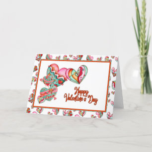 Trendy Girl Hearts Valentine Dankeskarte