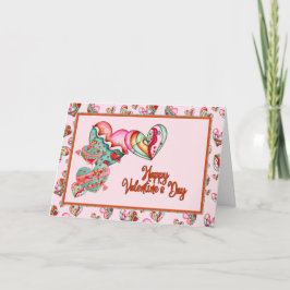 Trendy Girl Hearts Valentine Dankeskarte