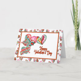 Trendy Girl Hearts Valentine Dankeskarte