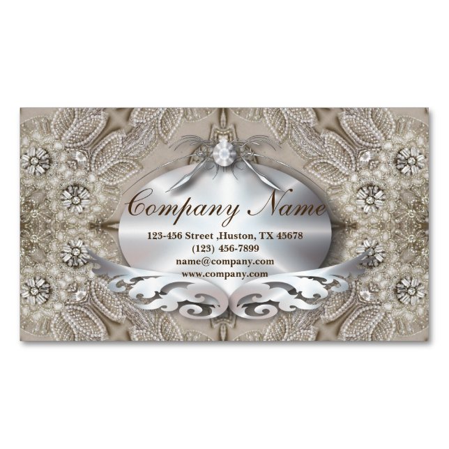Trendy Girly Chic Gatsby Fashion Paris Lace Magnetische Visitenkarte (Vorderseite)