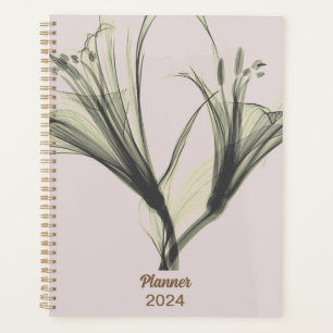 Trendy Girly Gold Floral 2024 Planer