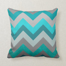 Trendy Girly graues aquamarines Zickzack Kissen