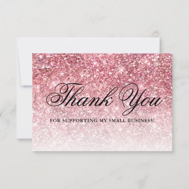 Trendy Girly Pink Glitzer Beauty Business Dankeskarte (Vorderseite)