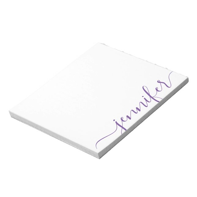 Trendy Girly Script Name, Personalisiert Lila Notizblock (Rotiert)