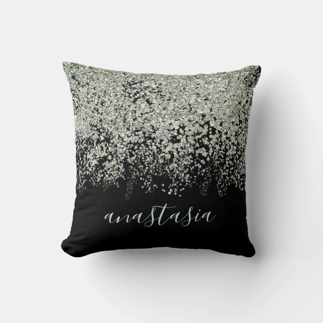 Trendy Glam Light Gray Glittery Sparkling Kissen (Vorderseite)